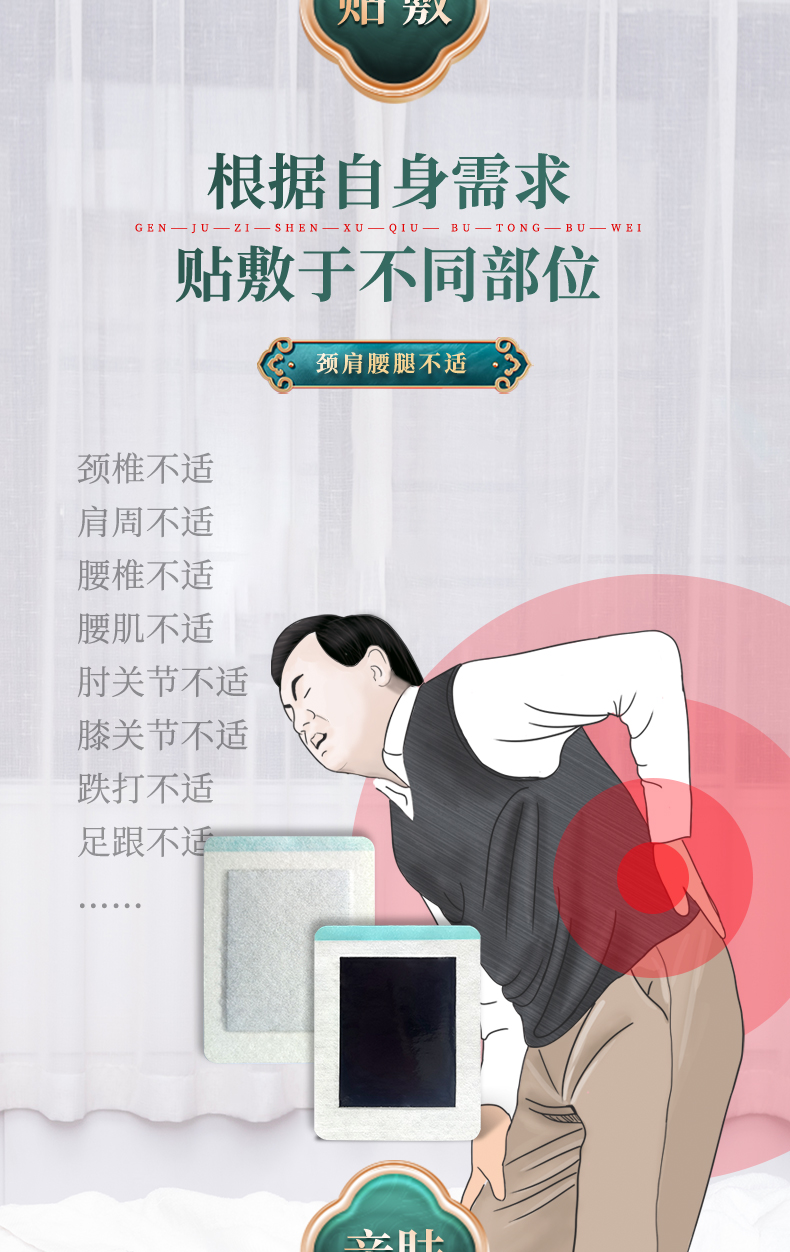 根據自身不適的情況，按需求貼敷